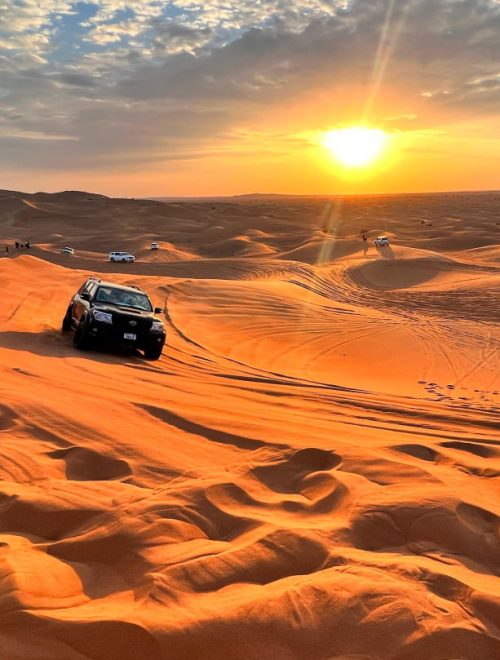 Evening Desert Safari: Red Sand Dune Bashing, Sandboarding, Camel, Entertainment & Dinner